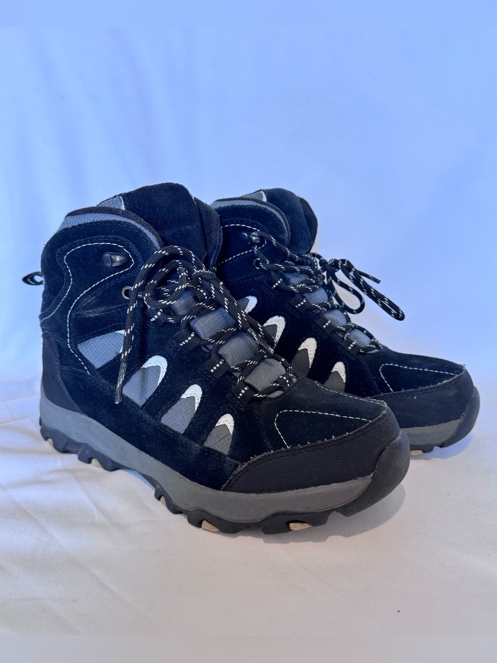 Lands End Womens Trekker Hiking Snow Boots Black Suede Size 7.5 Outdoor Gorpcore